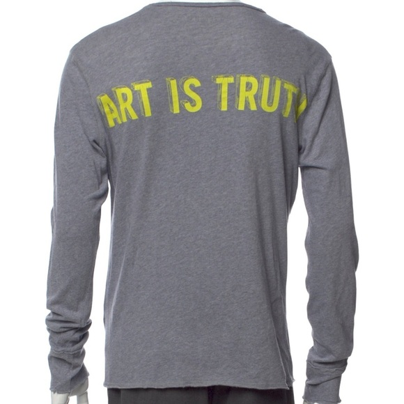 Zadig Voltaire Monastir ML Mens Grey Long Sleeve Henley Shirt Sz XS Art Is Truth - Picture 6 of 16